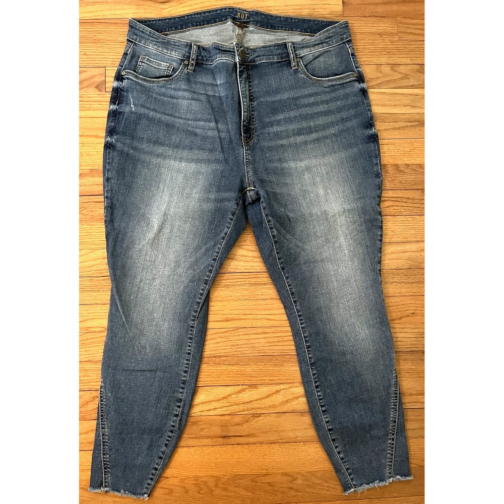Kut from the Kloth FAB AB Ankle Skinny Raw Hem Blue Denim Jeans Women 20W Plus